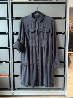 Velvet Heart Black Button-Front Shirt Dress